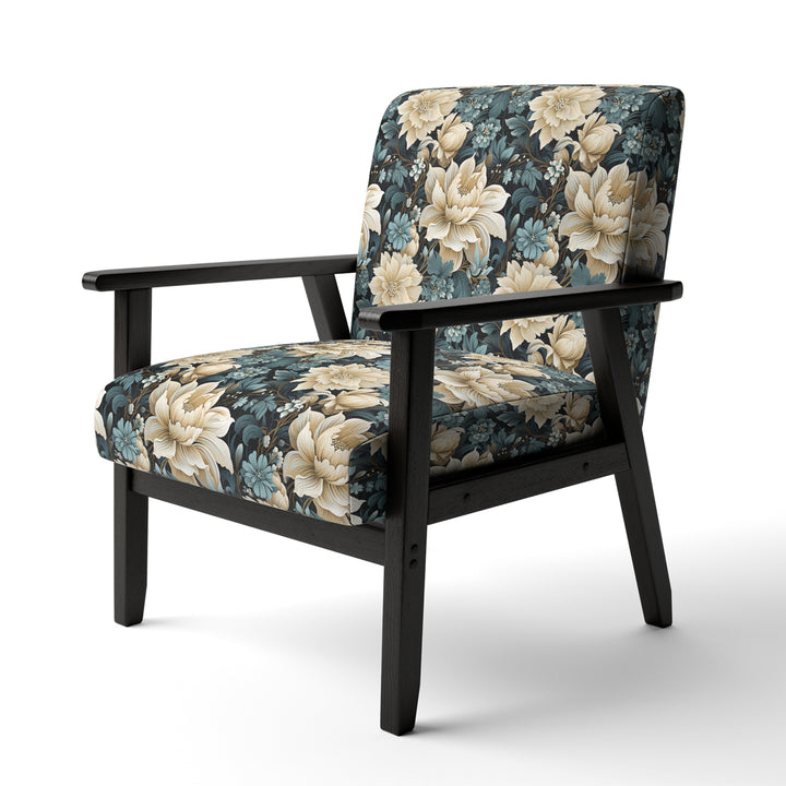 White And Blue Symphony Of Petal Gardens - Upholstered Cottage Accent Chairs