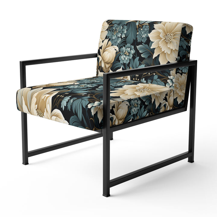 White And Blue Symphony Of Petal Gardens - Upholstered Cottage Accent Chairs