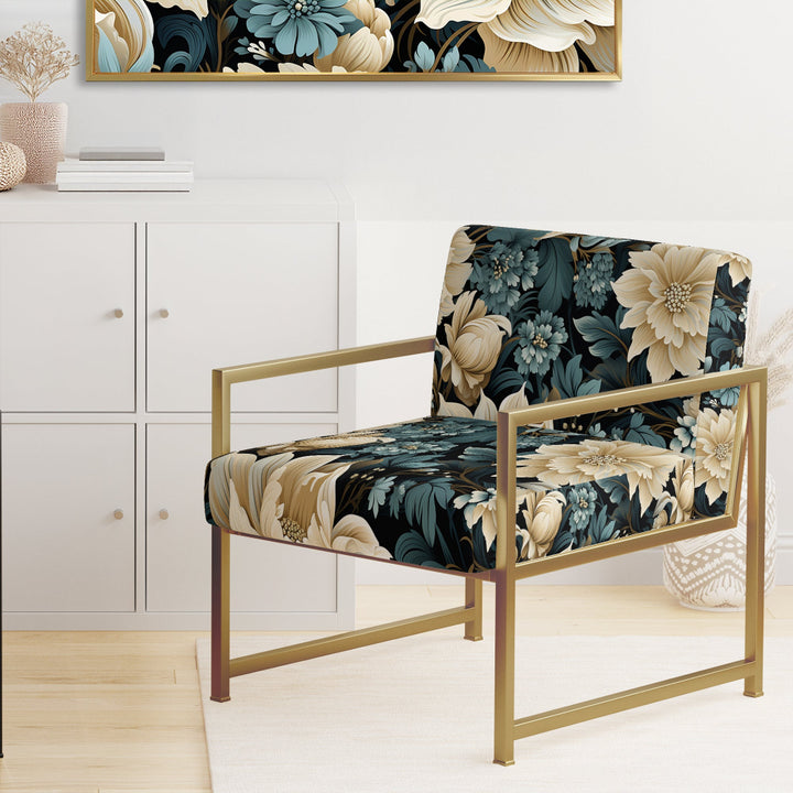 White And Blue Symphony Of Petal Gardens - Upholstered Cottage Accent Chairs