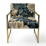 White And Blue Symphony Of Petal Gardens - Upholstered Cottage Accent Chairs