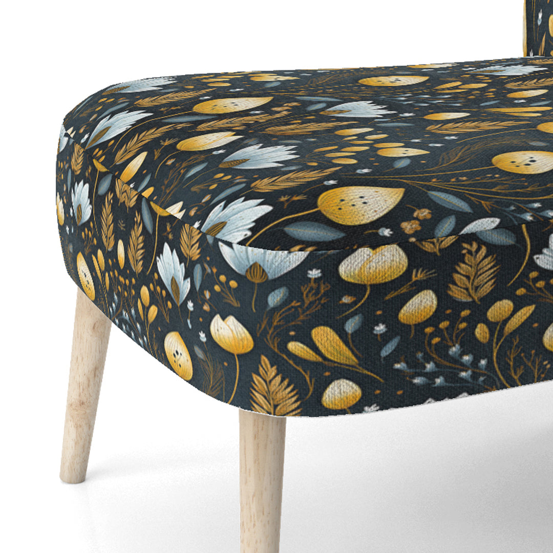 Nostalgia Vintage Black Floral Pattern - Upholstered Cottage Accent Chairs