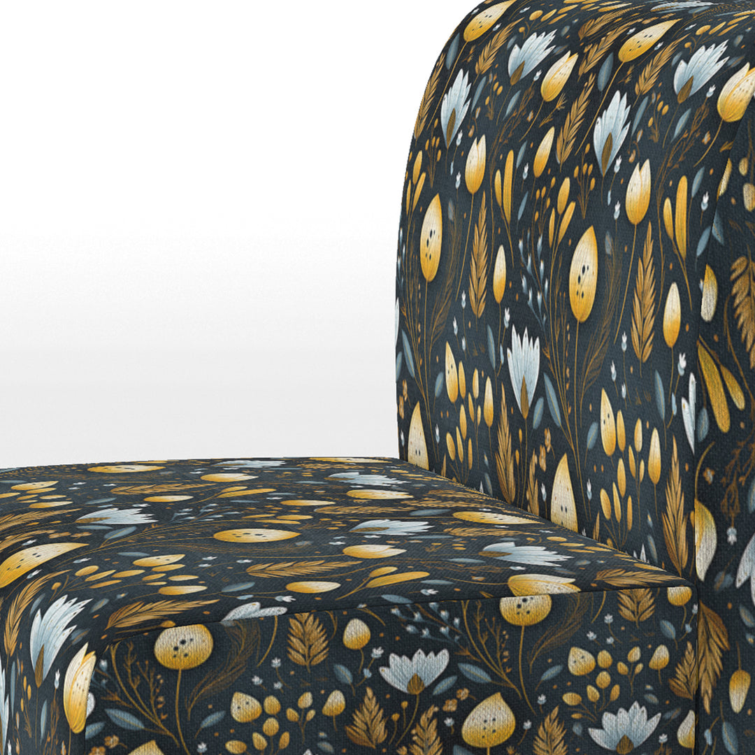 Nostalgia Vintage Black Floral Pattern - Upholstered Cottage Accent Chairs