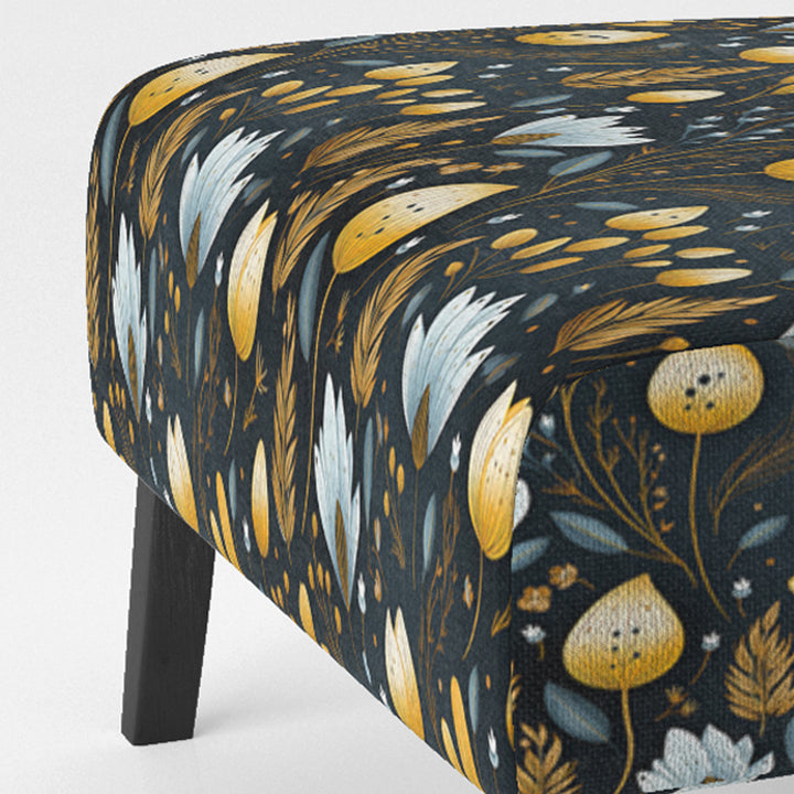 Nostalgia Vintage Black Floral Pattern - Upholstered Cottage Accent Chairs
