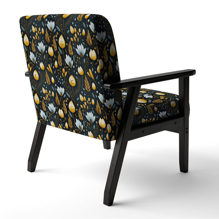 Nostalgia Vintage Black Floral Pattern - Upholstered Cottage Accent Chairs