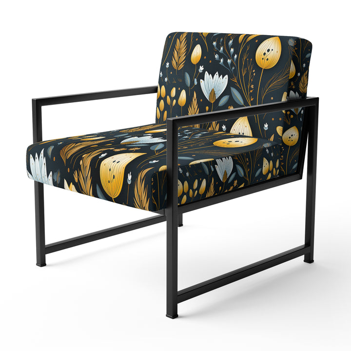Nostalgia Vintage Black Floral Pattern - Upholstered Cottage Accent Chairs