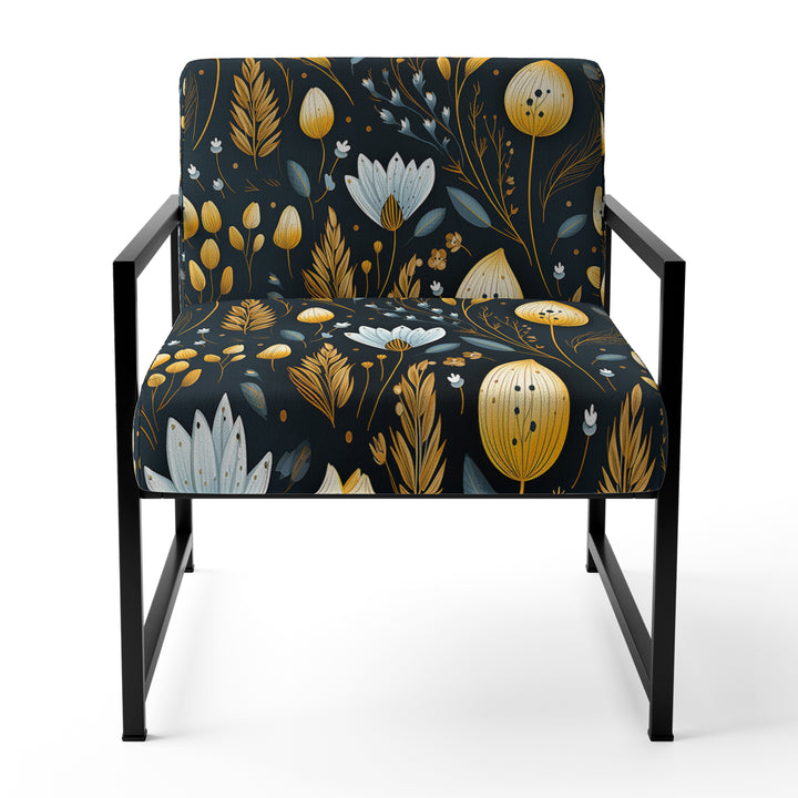 Nostalgia Vintage Black Floral Pattern - Upholstered Cottage Accent Chairs