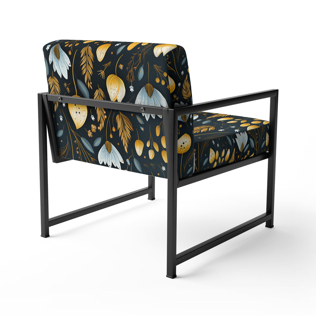 Nostalgia Vintage Black Floral Pattern - Upholstered Cottage Accent Chairs