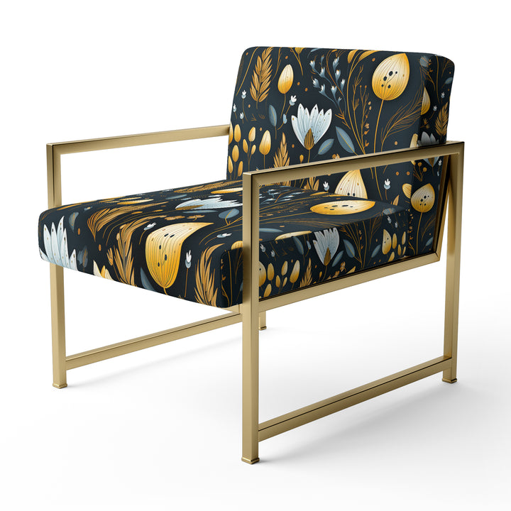 Nostalgia Vintage Black Floral Pattern - Upholstered Cottage Accent Chairs