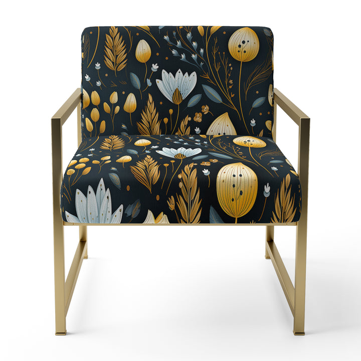 Nostalgia Vintage Black Floral Pattern - Upholstered Cottage Accent Chairs