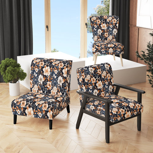 Vintage Nostalgia Peach Floral Pattern - Cottage Accent Slipper Chair
