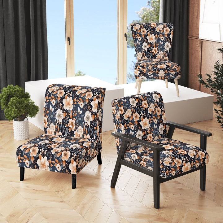 Vintage Nostalgia Peach Floral Pattern - Cottage Accent Slipper Chair