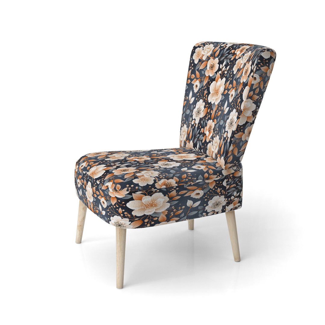 Vintage Nostalgia Peach Floral Pattern - Cottage Accent Slipper Chair