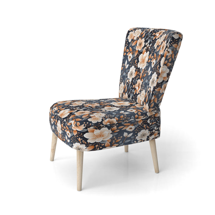 Vintage Nostalgia Peach Floral Pattern - Cottage Accent Slipper Chair