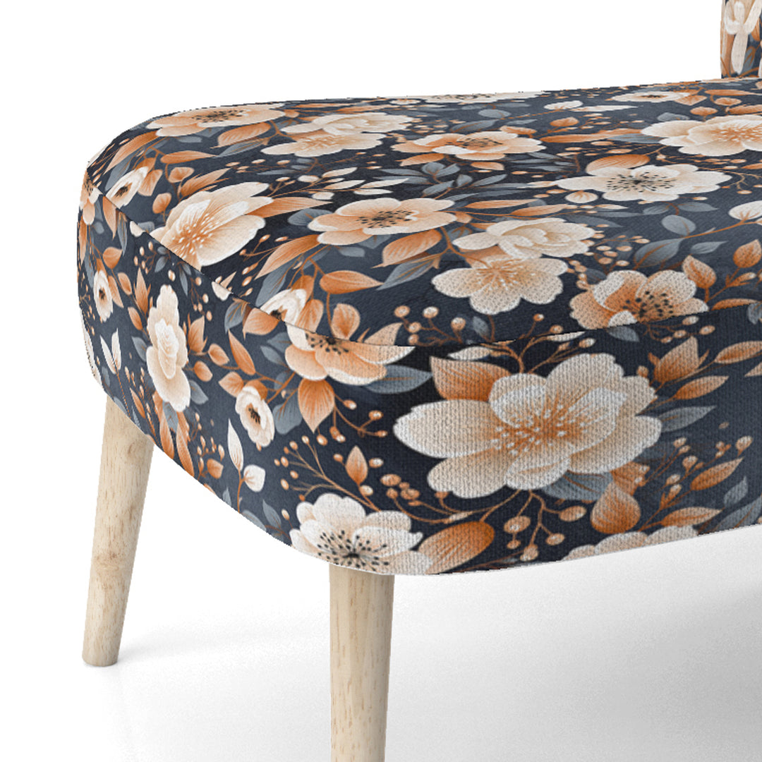 Vintage Nostalgia Peach Floral Pattern - Cottage Accent Slipper Chair