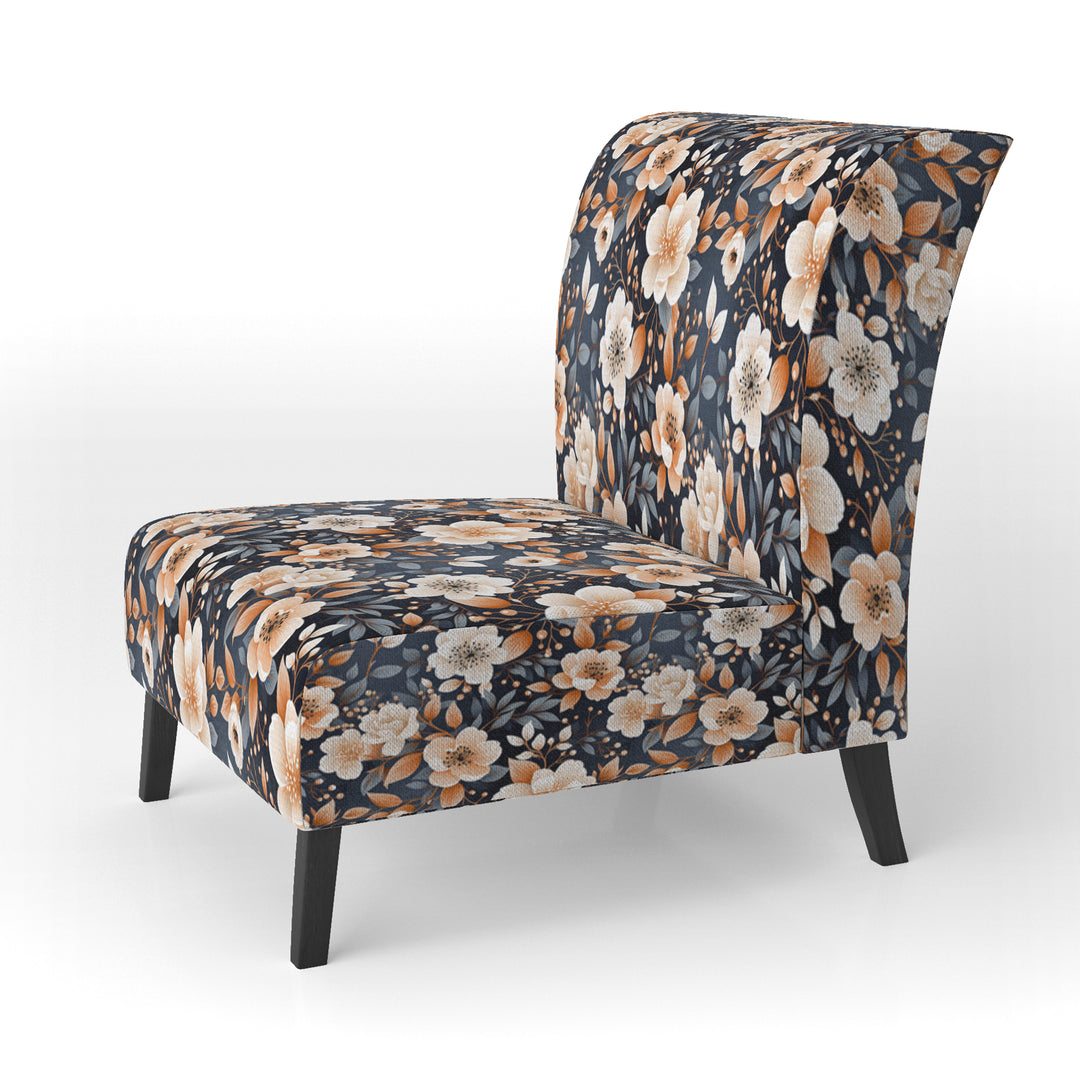 Vintage Nostalgia Peach Floral Pattern - Cottage Accent Slipper Chair
