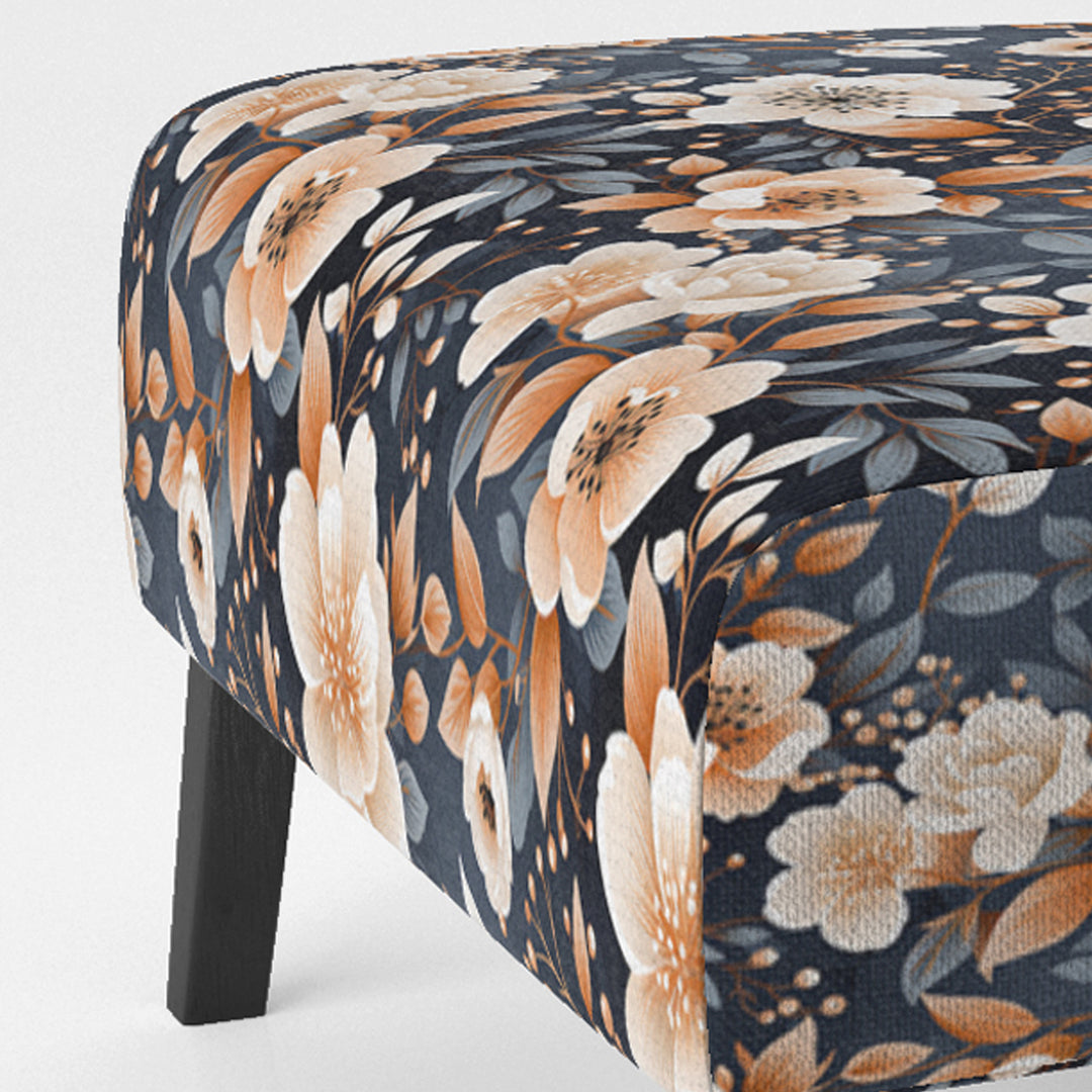 Vintage Nostalgia Peach Floral Pattern - Cottage Accent Slipper Chair