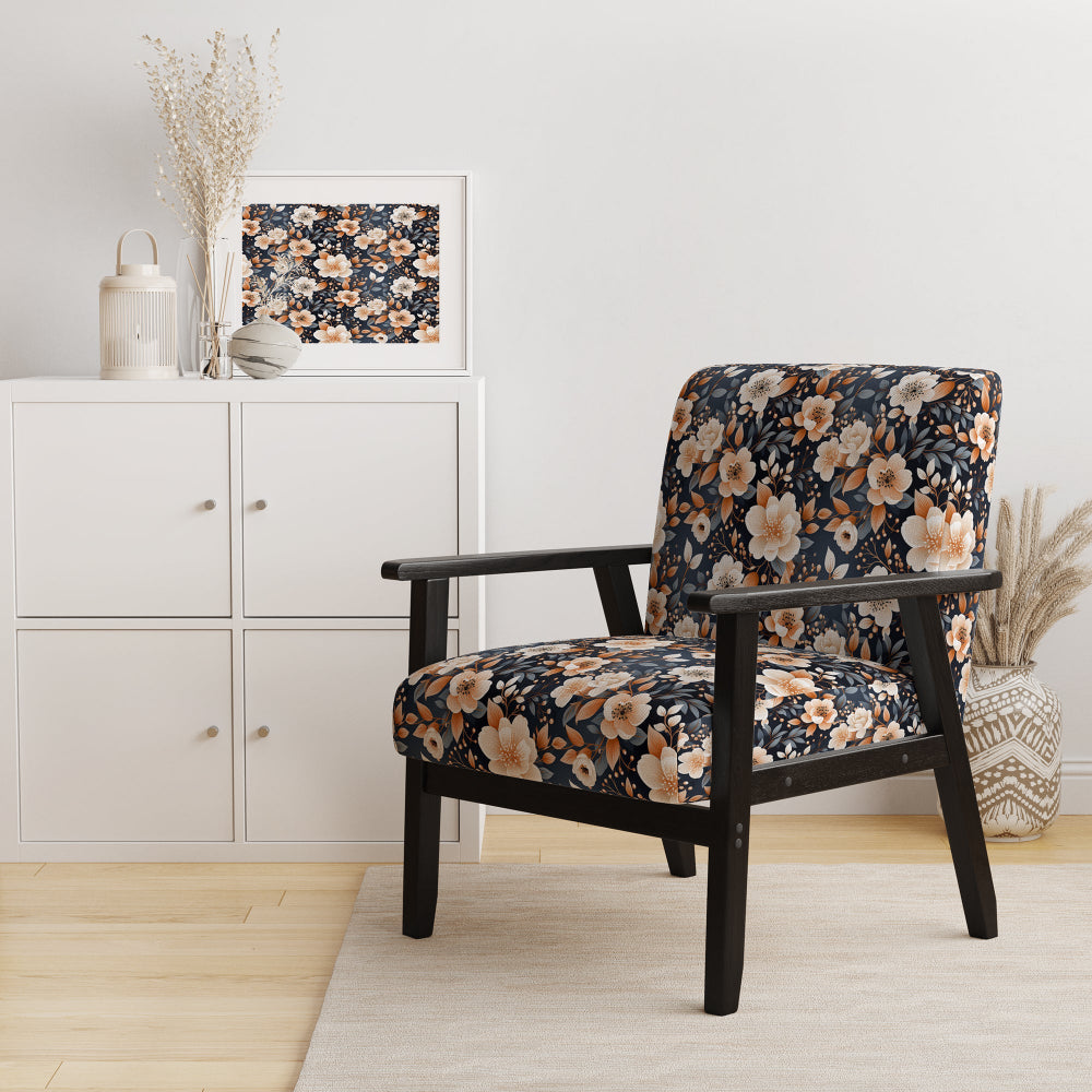 Vintage Nostalgia Peach Floral Pattern - Cottage Accent Slipper Chair
