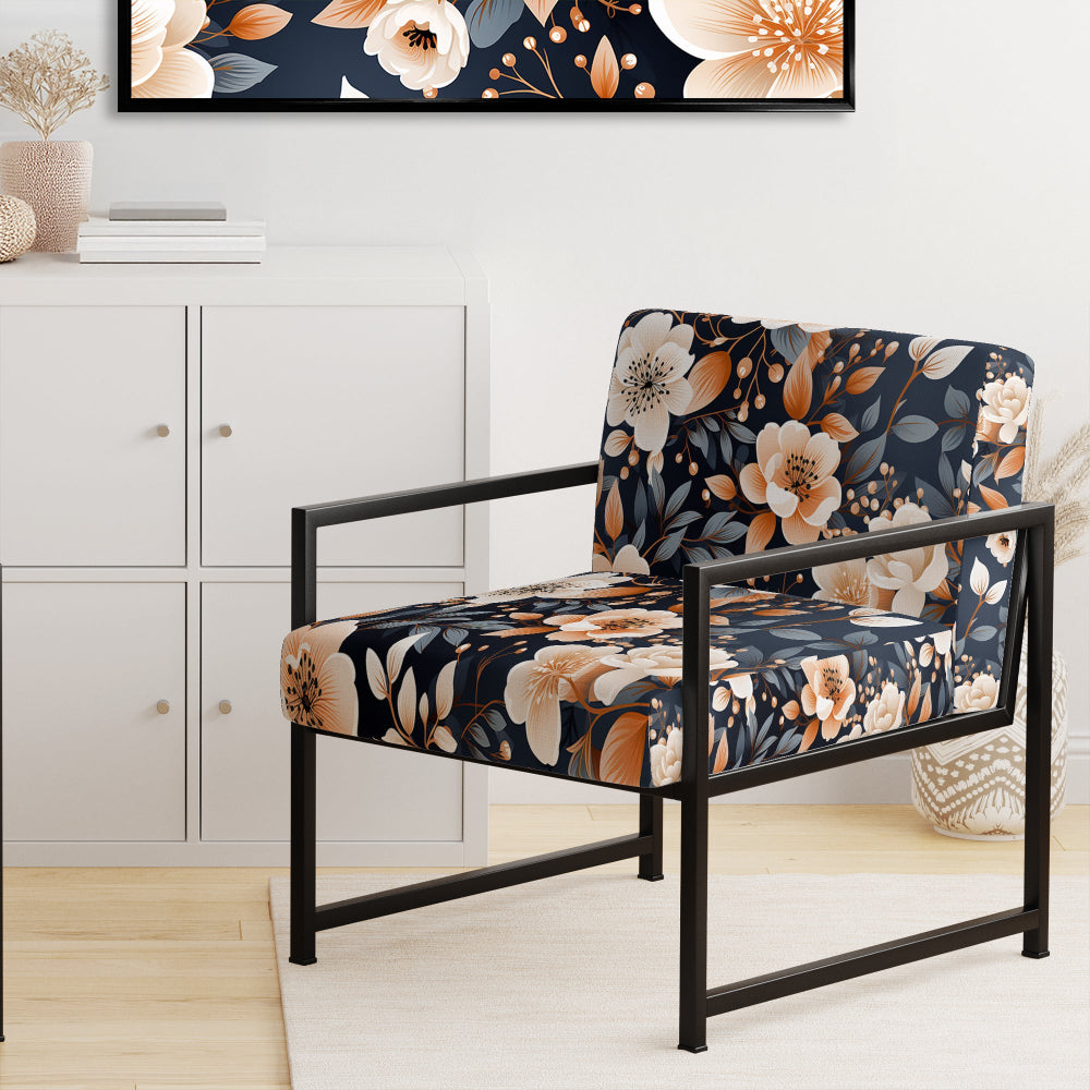 Vintage Nostalgia Peach Floral Pattern - Cottage Accent Slipper Chair