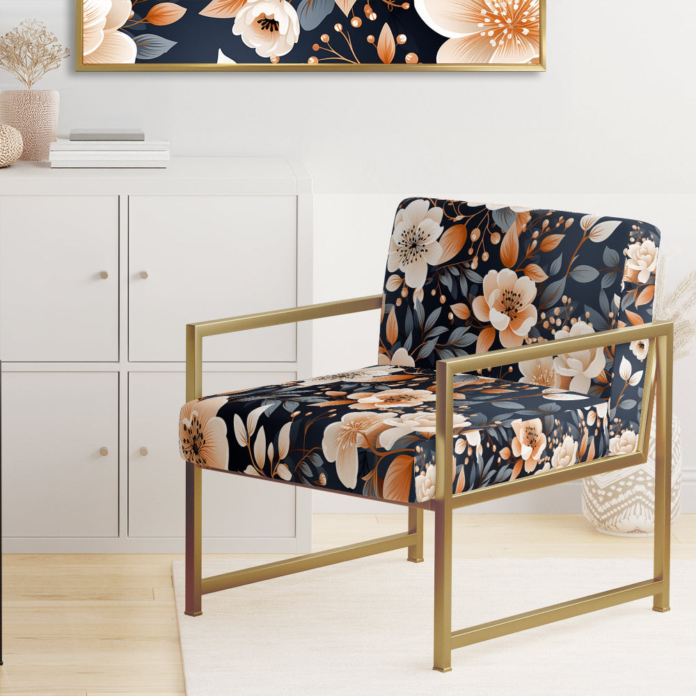 Vintage Nostalgia Peach Floral Pattern - Cottage Accent Slipper Chair