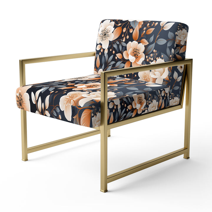 Vintage Nostalgia Peach Floral Pattern - Cottage Accent Slipper Chair