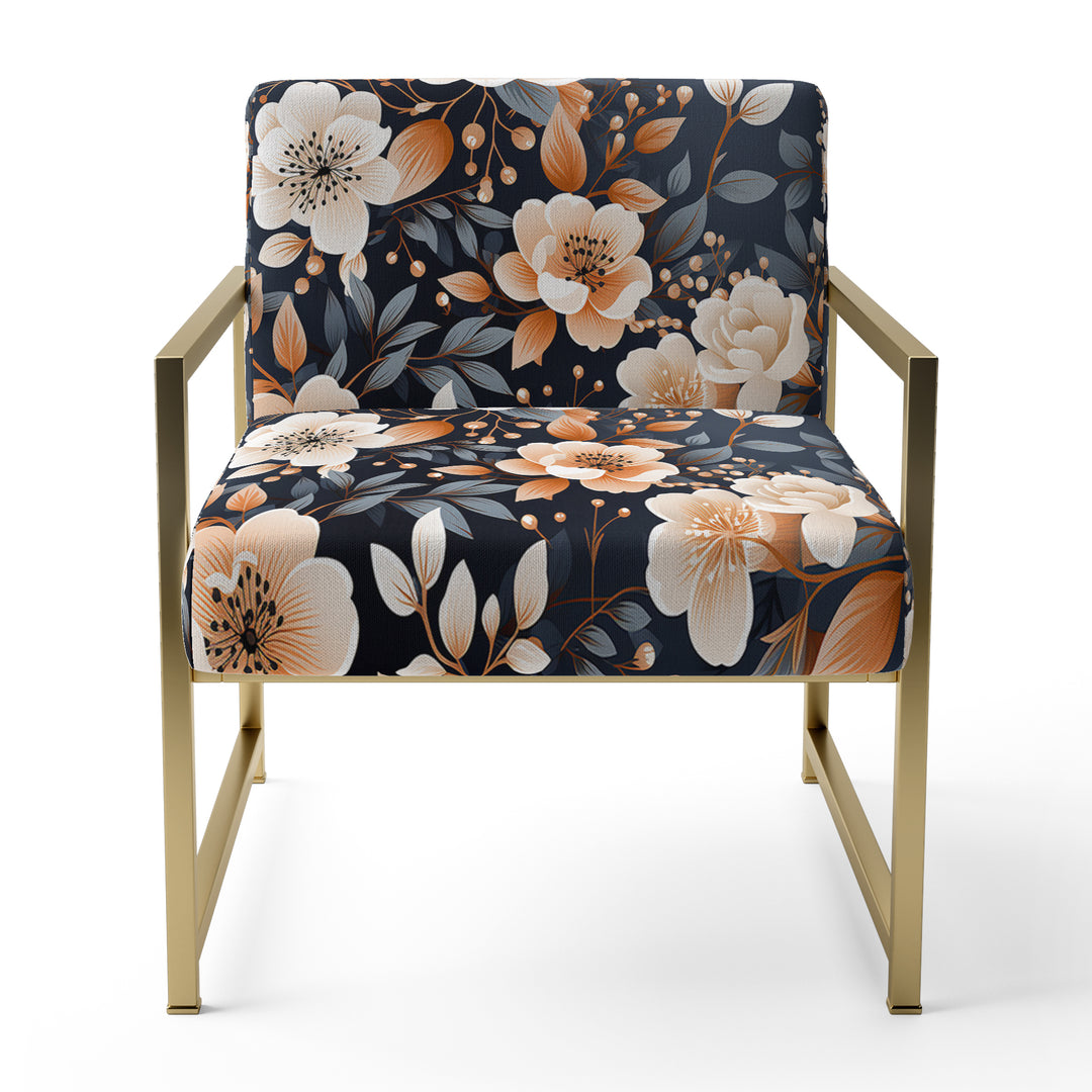 Vintage Nostalgia Peach Floral Pattern - Cottage Accent Slipper Chair