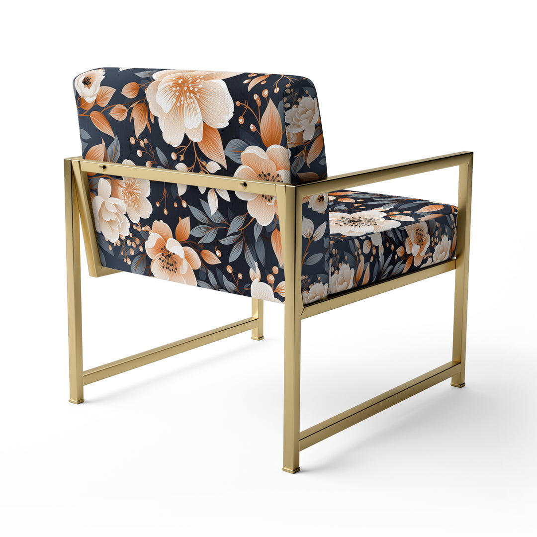 Vintage Nostalgia Peach Floral Pattern - Cottage Accent Slipper Chair