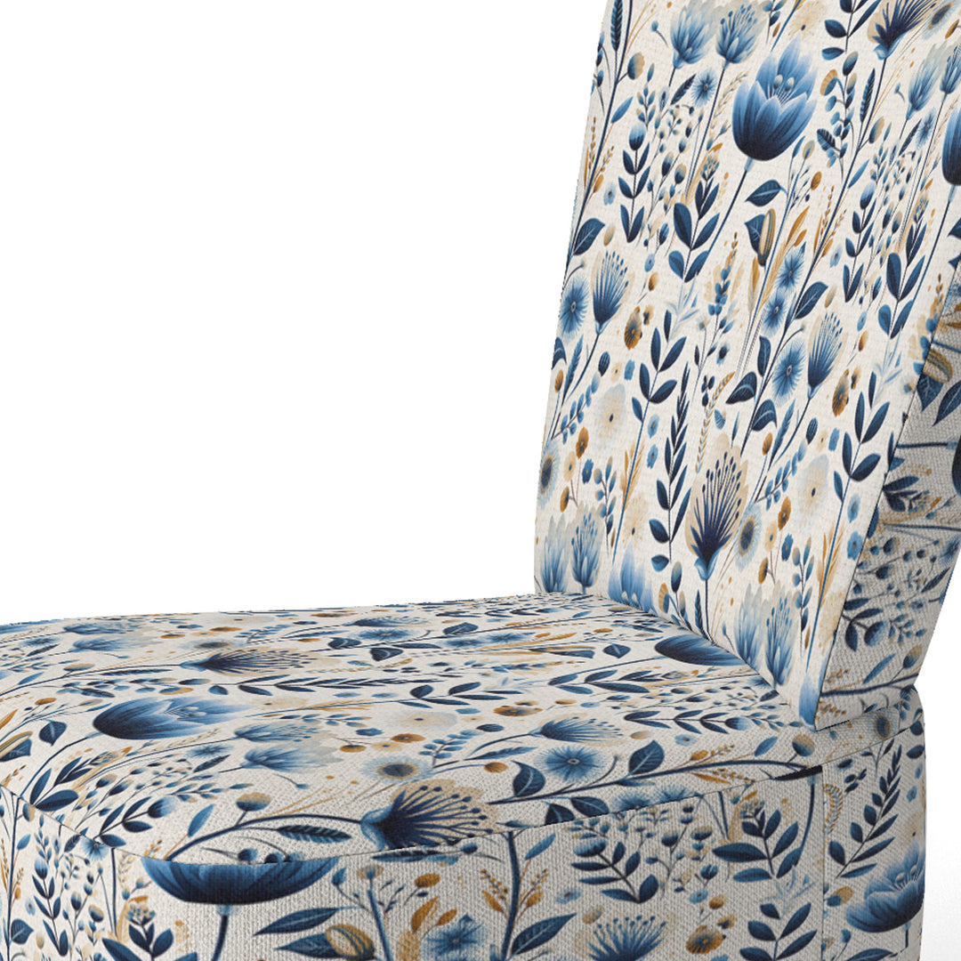Nordic Blue Bloom Scandinavian Floral - Cottage Arm Chair