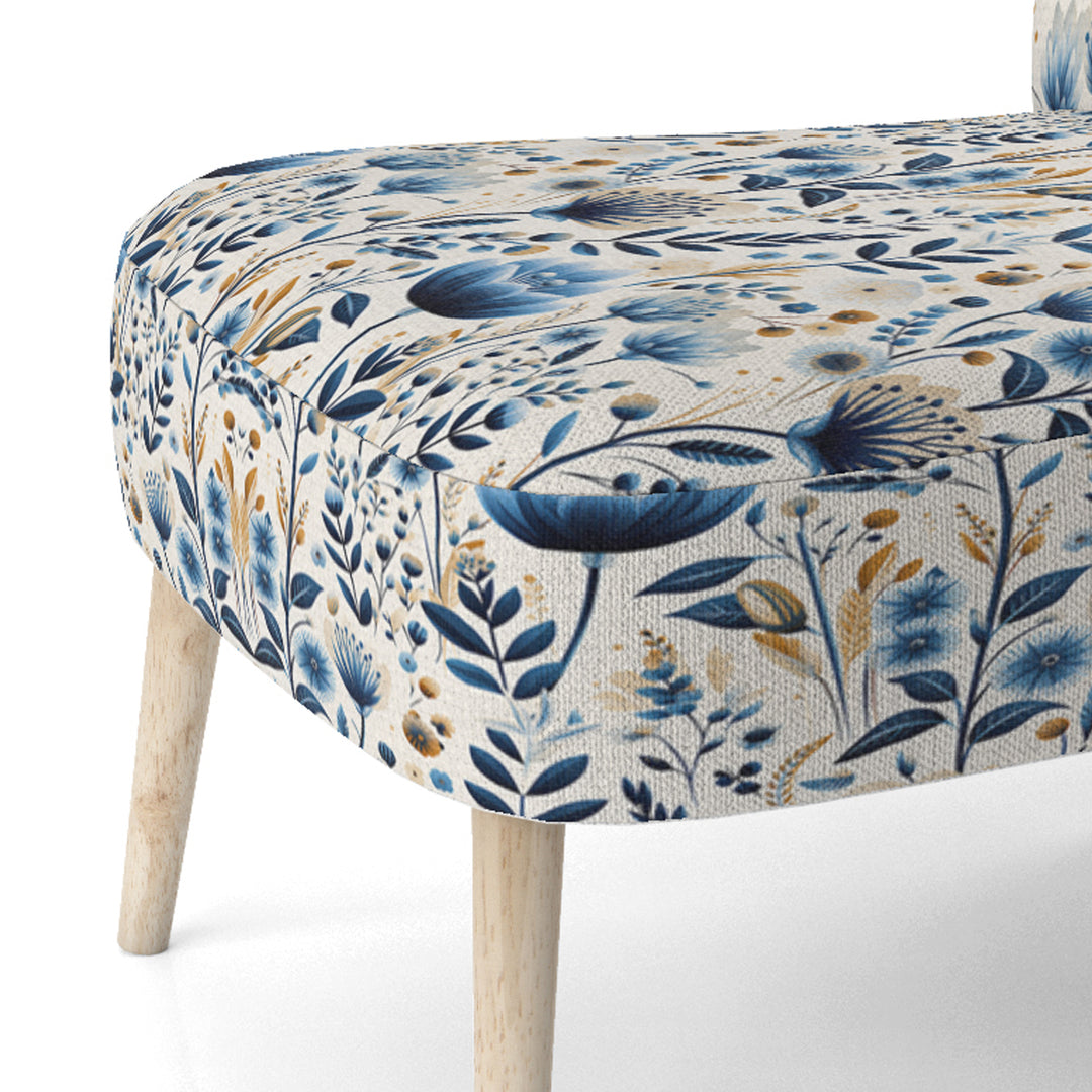 Nordic Blue Bloom Scandinavian Floral - Cottage Arm Chair