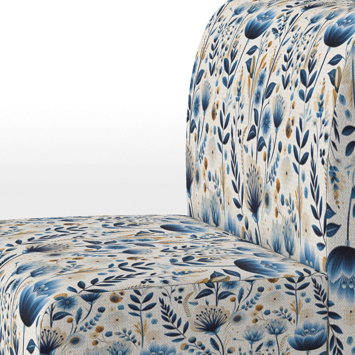 Nordic Blue Bloom Scandinavian Floral - Cottage Arm Chair