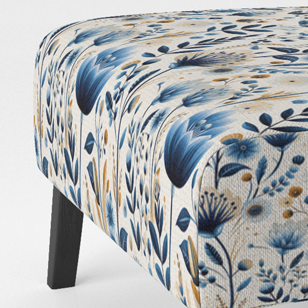 Nordic Blue Bloom Scandinavian Floral - Cottage Arm Chair