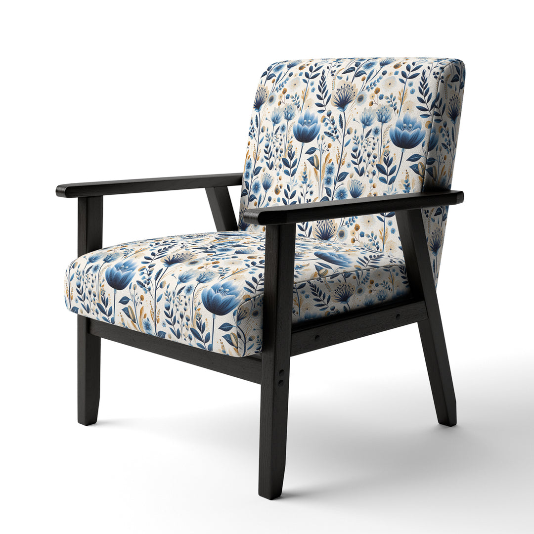 Nordic Blue Bloom Scandinavian Floral - Cottage Arm Chair