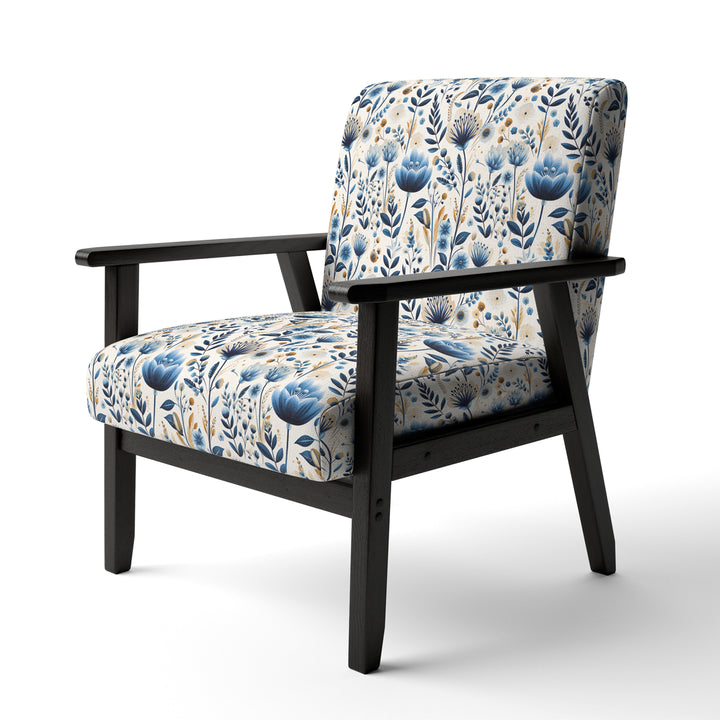Nordic Blue Bloom Scandinavian Floral - Cottage Arm Chair