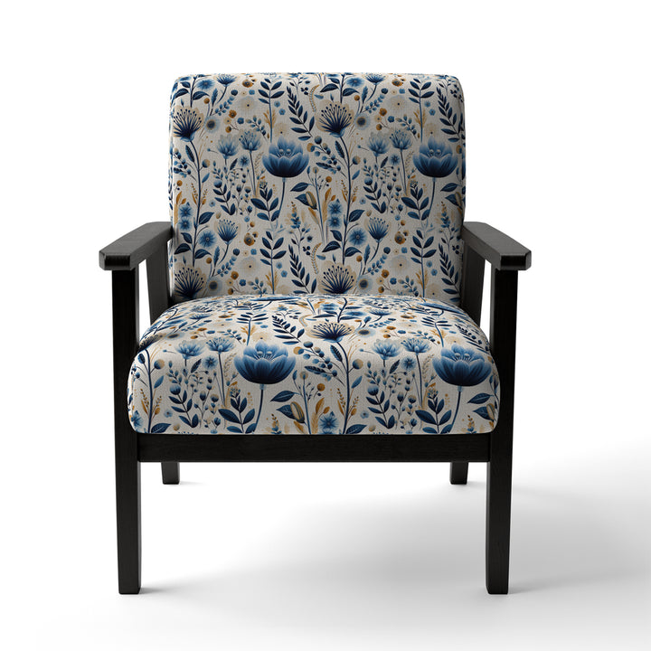 Nordic Blue Bloom Scandinavian Floral - Cottage Arm Chair