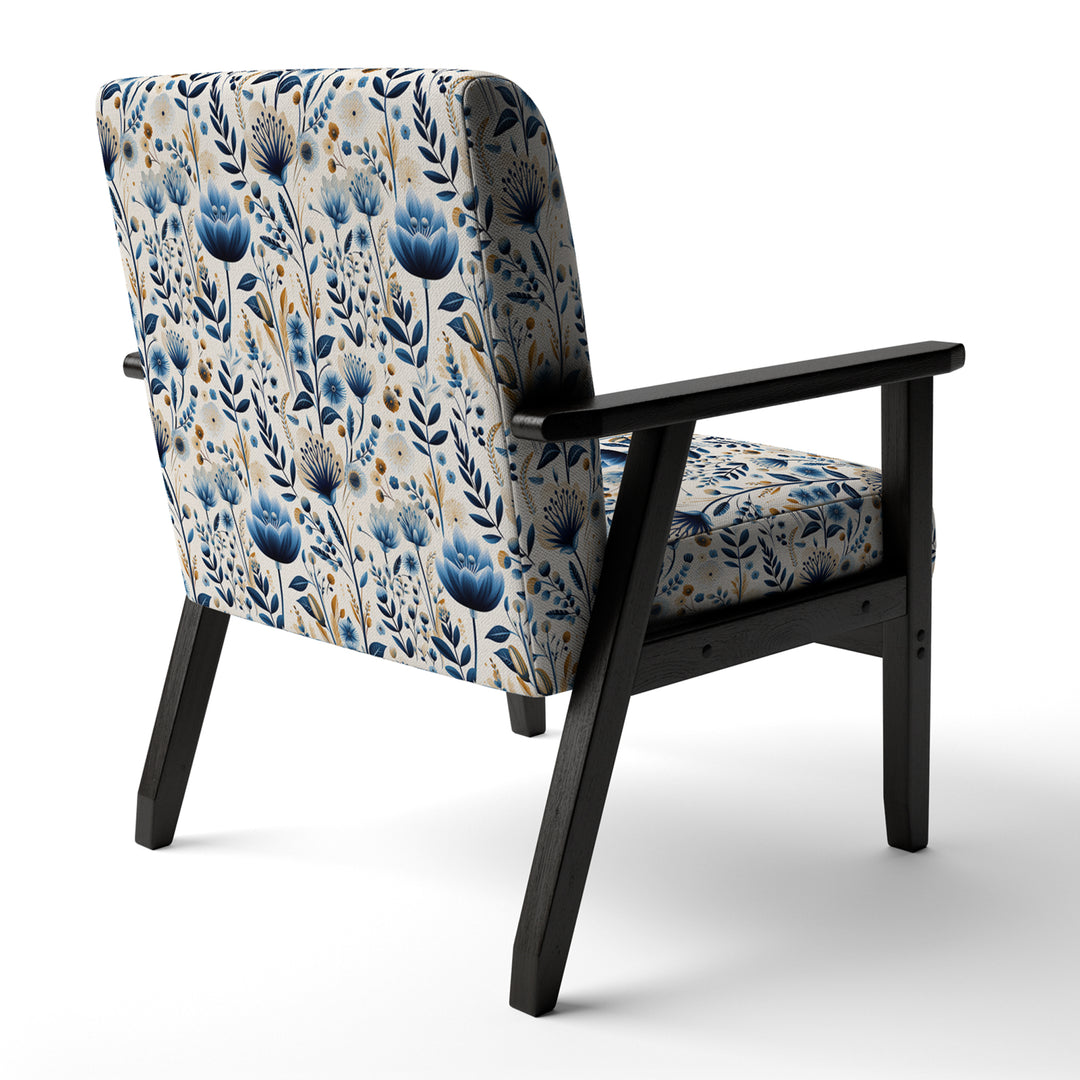 Nordic Blue Bloom Scandinavian Floral - Cottage Arm Chair