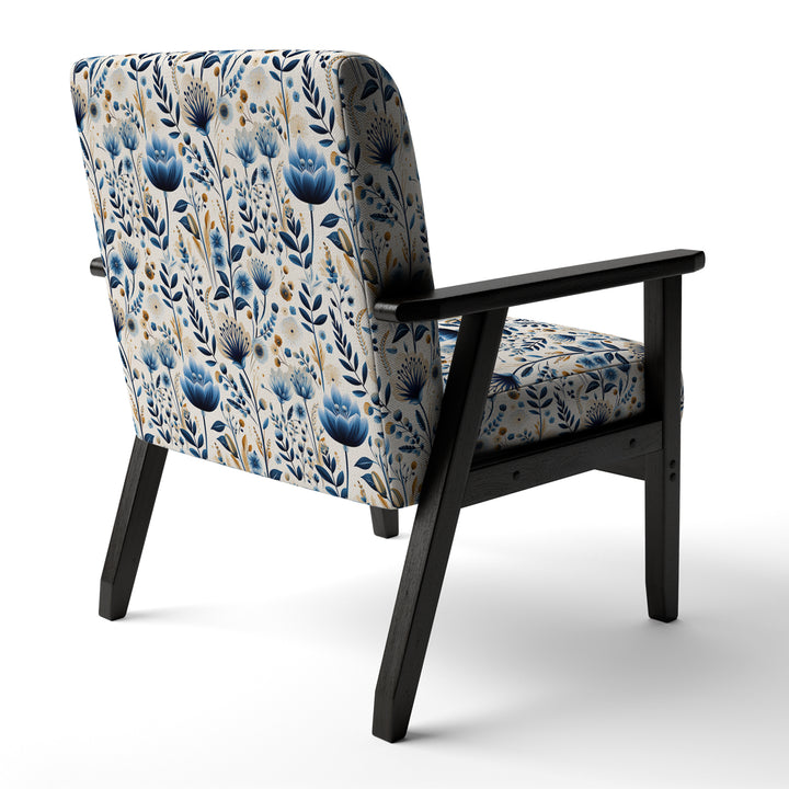 Nordic Blue Bloom Scandinavian Floral - Cottage Arm Chair