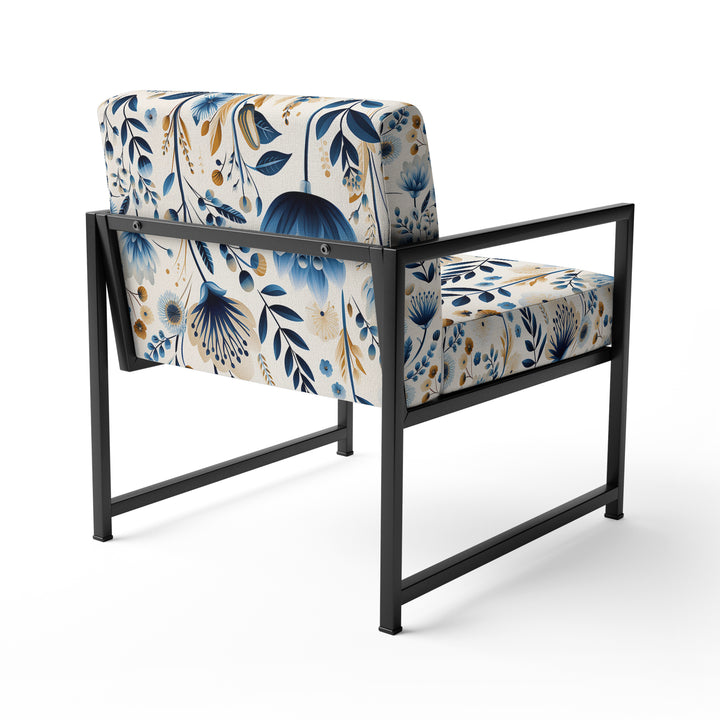 Nordic Blue Bloom Scandinavian Floral - Cottage Arm Chair