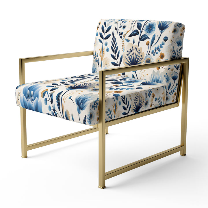 Nordic Blue Bloom Scandinavian Floral - Cottage Arm Chair