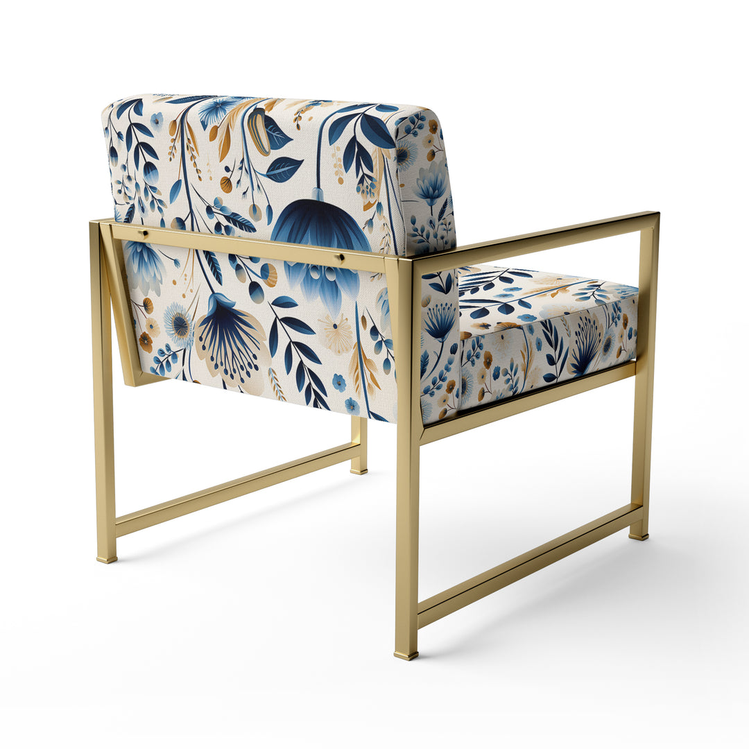 Nordic Blue Bloom Scandinavian Floral - Cottage Arm Chair