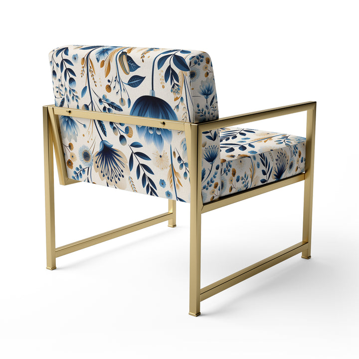 Nordic Blue Bloom Scandinavian Floral - Cottage Arm Chair