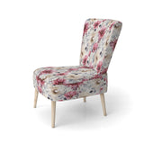 Pink And Beige Wildflower Paradise - Cottage Accent Slipper Chair