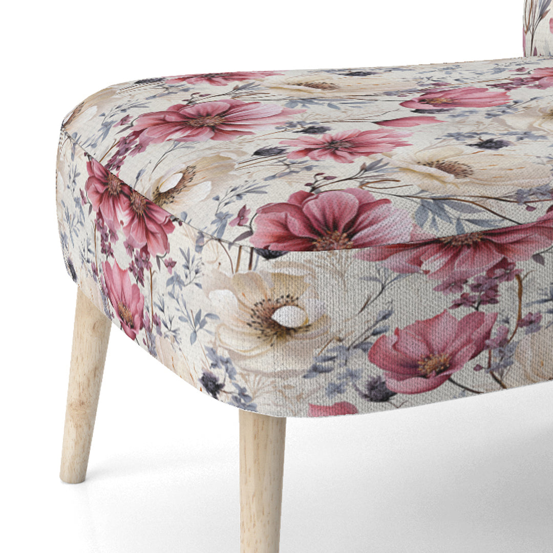 Pink And Beige Wildflower Paradise - Cottage Accent Slipper Chair