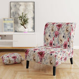 Pink And Beige Wildflower Paradise - Cottage Accent Slipper Chair