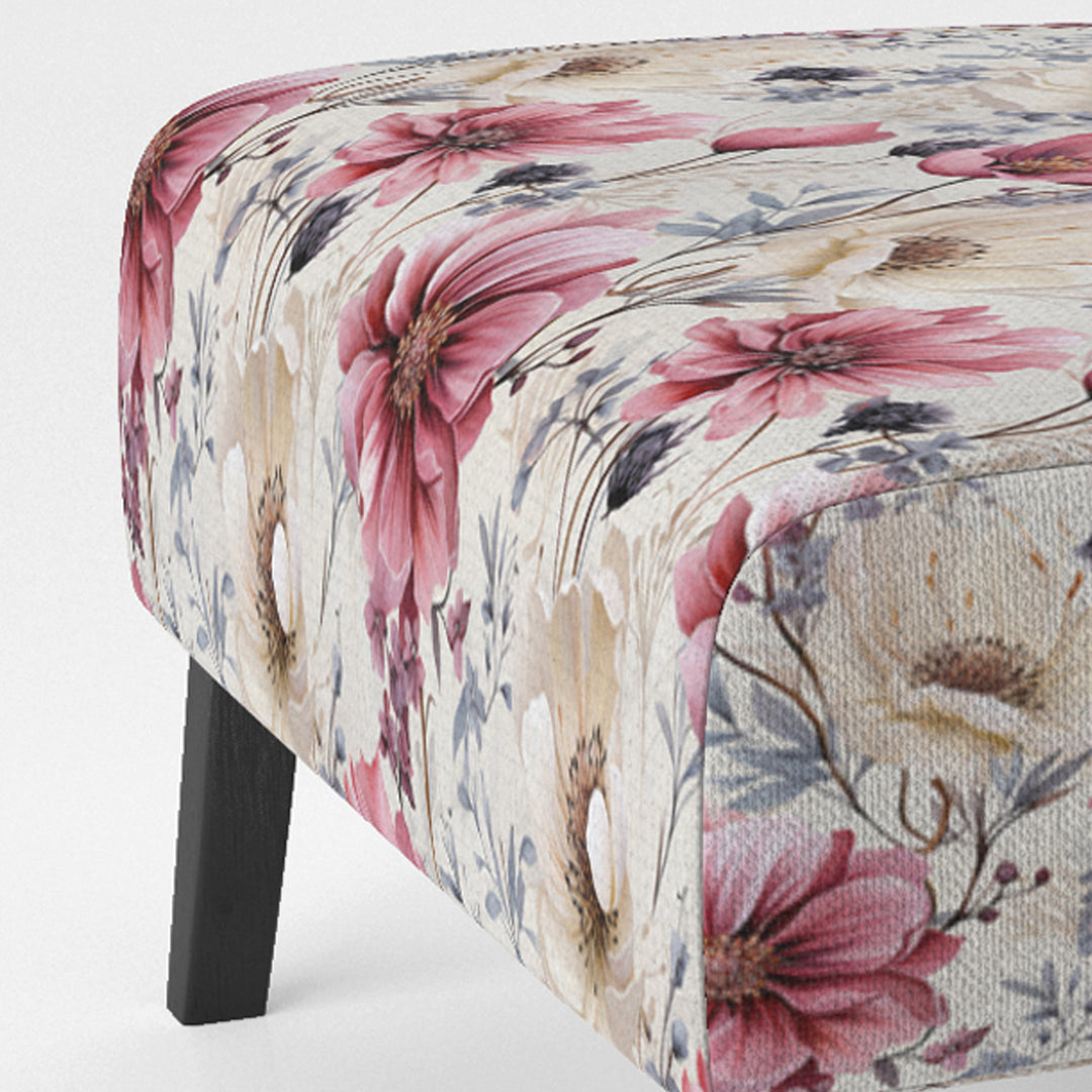 Pink And Beige Wildflower Paradise - Cottage Accent Slipper Chair
