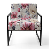 Pink And Beige Wildflower Paradise - Cottage Accent Slipper Chair