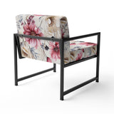 Pink And Beige Wildflower Paradise - Cottage Accent Slipper Chair