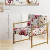 Pink And Beige Wildflower Paradise - Cottage Accent Slipper Chair