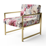 Pink And Beige Wildflower Paradise - Cottage Accent Slipper Chair