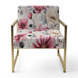 Pink And Beige Wildflower Paradise - Cottage Accent Slipper Chair