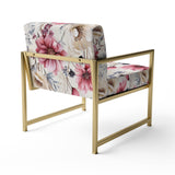 Pink And Beige Wildflower Paradise - Cottage Accent Slipper Chair
