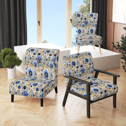 Blue Meadow Flowers Pattern - Cottage Accent Side Chair